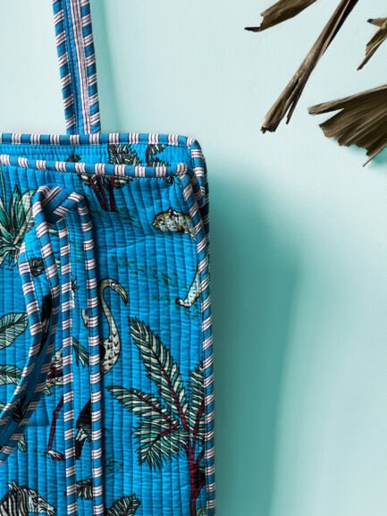 Blue Tropical Quilted Tote Bag