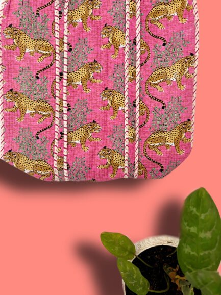 Pink Cheetah Quilted Tote Bag