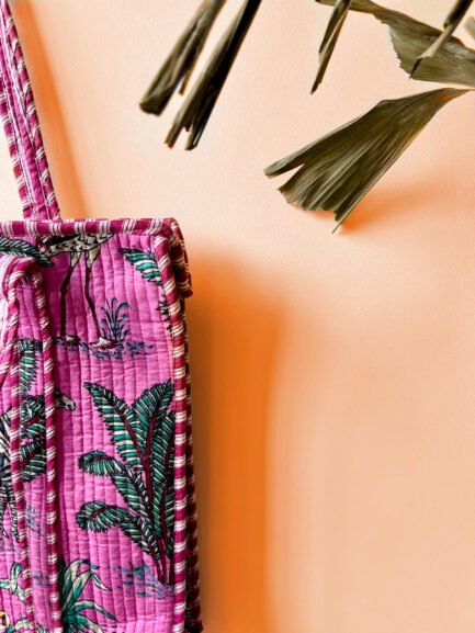 Pink Tropical Quilted Tote Bag