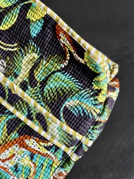 Black Tropical Quilted Tote Bag